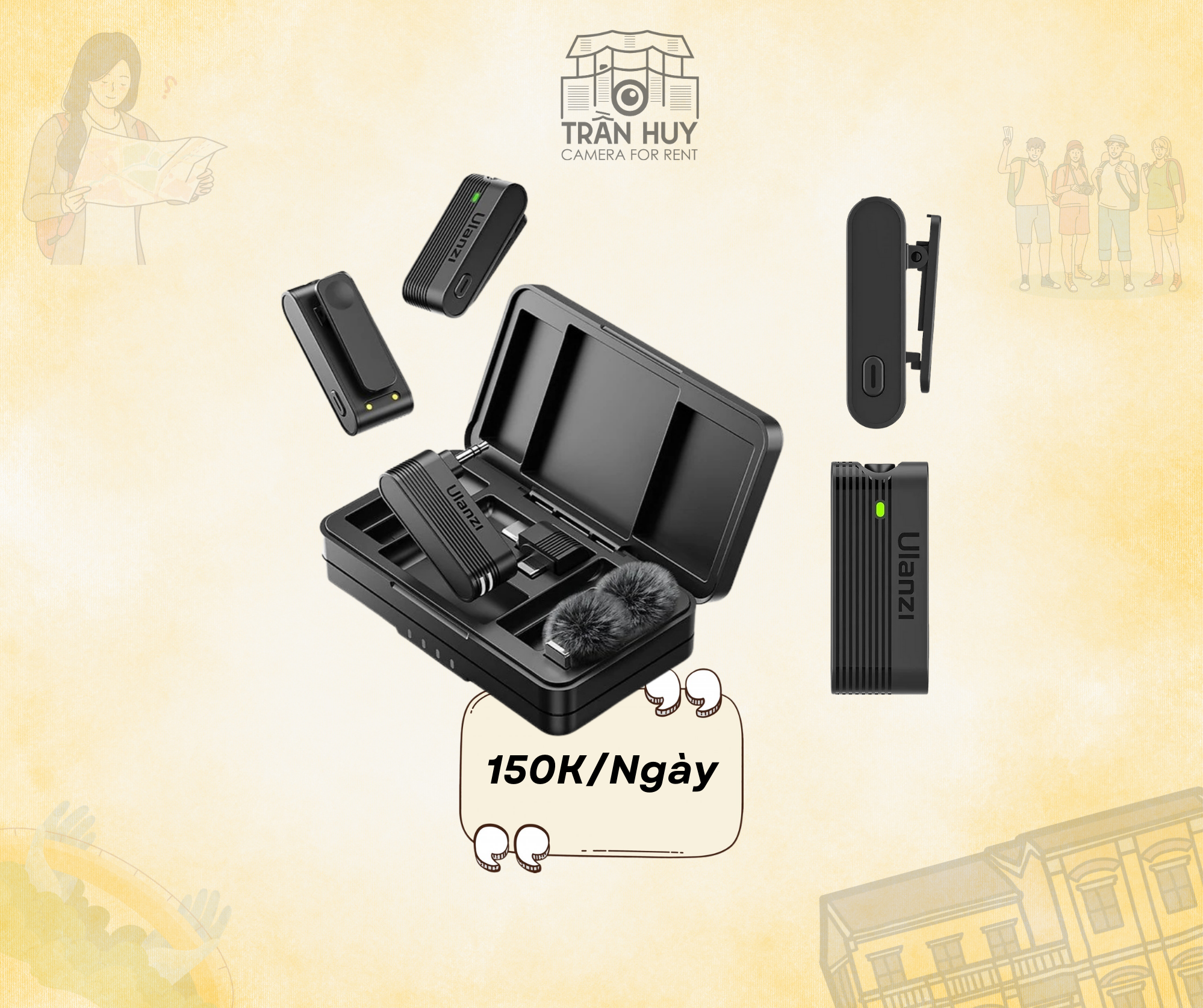 Ulanzi A100 - Micro Cài Áo Không Dây, Khử Tiếng Ồn (20M)